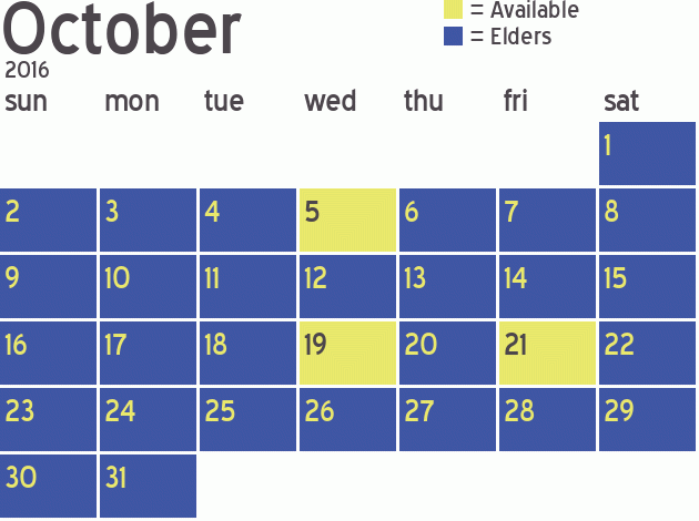 Missionary Dinner Calendar