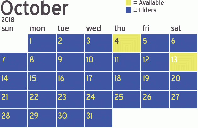 Missionary Dinner Calendar