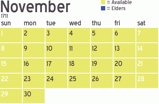 Missionary Dinner Calendar