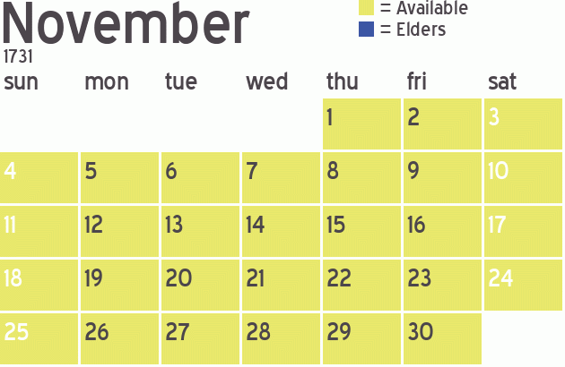 Missionary Dinner Calendar