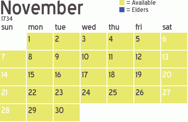 Missionary Dinner Calendar