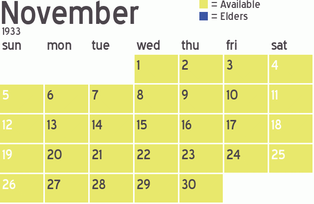 Missionary Dinner Calendar