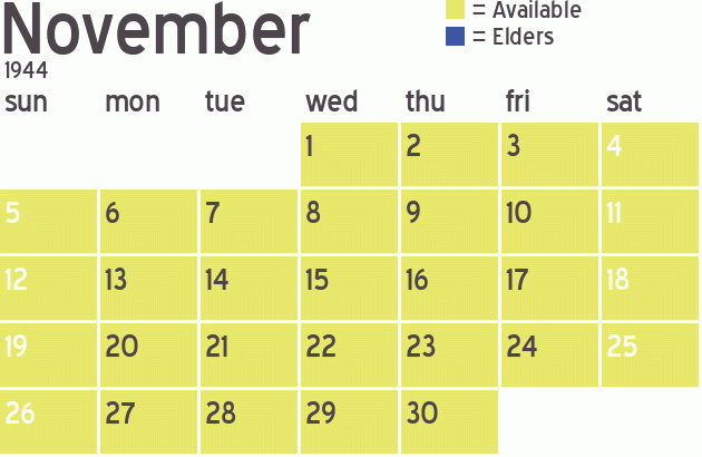 Missionary Dinner Calendar