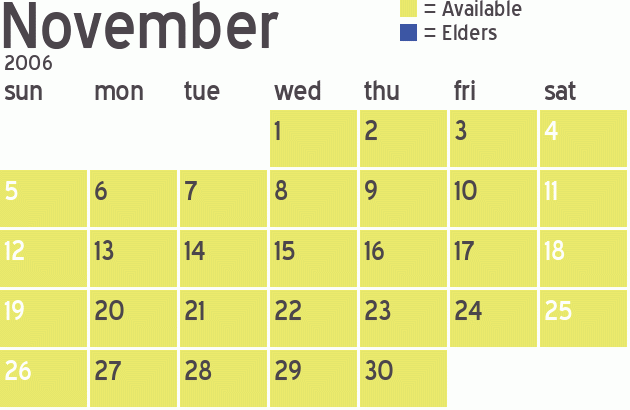 Missionary Dinner Calendar