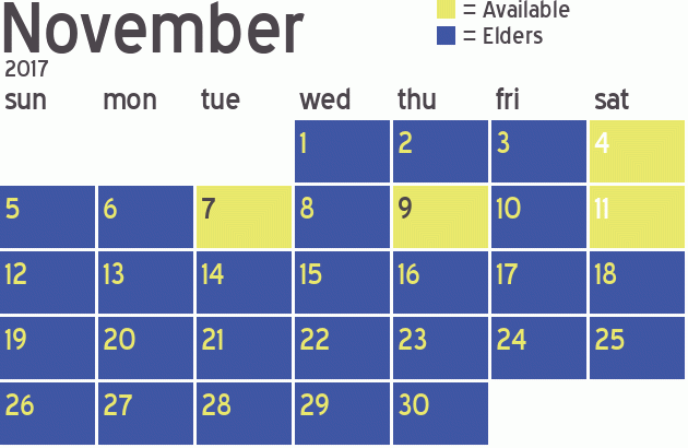 Missionary Dinner Calendar
