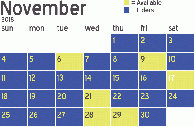 Missionary Dinner Calendar
