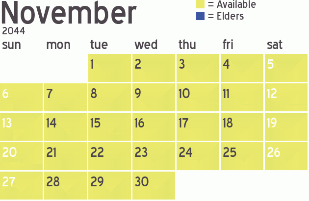 Missionary Dinner Calendar