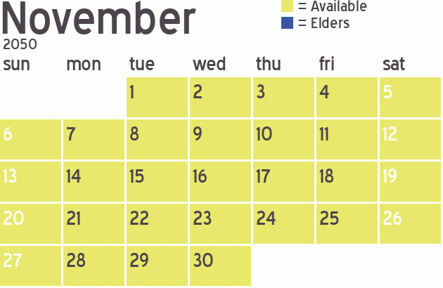 Missionary Dinner Calendar