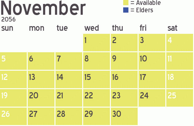 Missionary Dinner Calendar