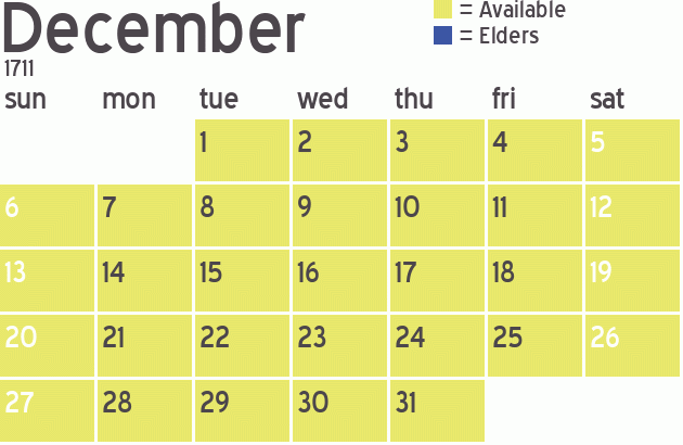 Missionary Dinner Calendar