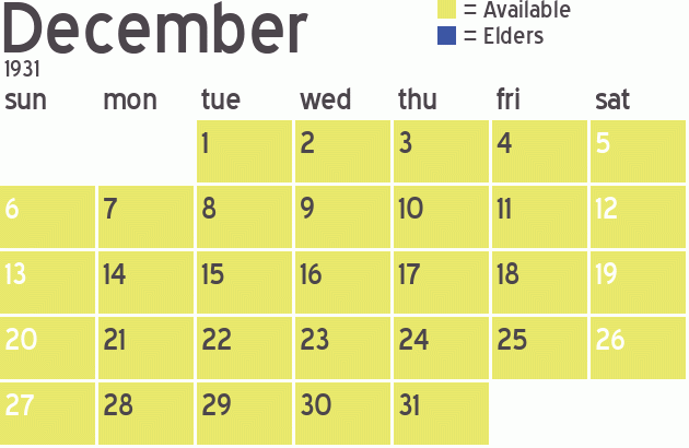 Missionary Dinner Calendar