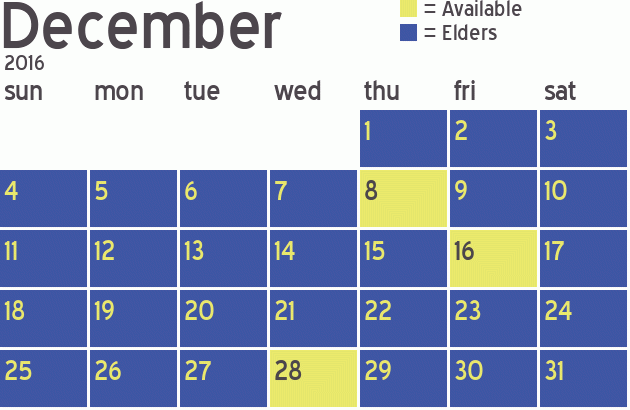 Missionary Dinner Calendar