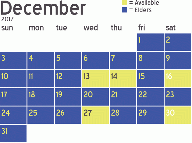 Missionary Dinner Calendar