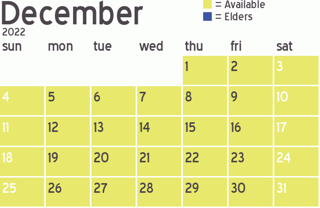 Missionary Dinner Calendar