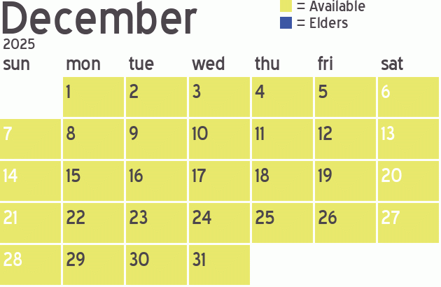 Missionary Dinner Calendar