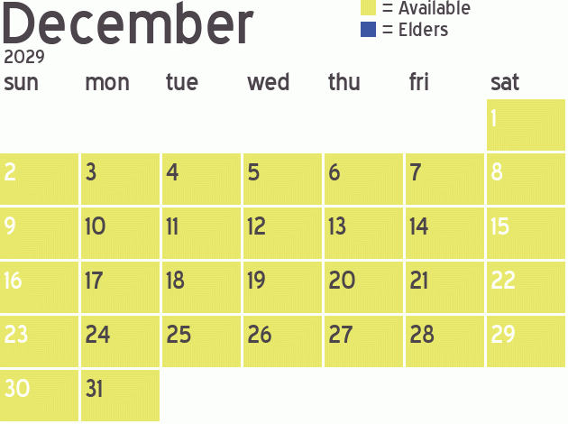 Missionary Dinner Calendar