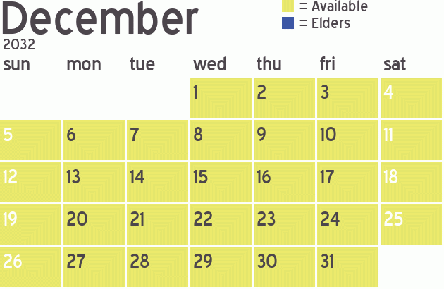 Missionary Dinner Calendar