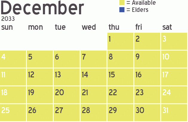 Missionary Dinner Calendar